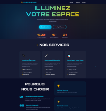 Site landing marketing Electricien